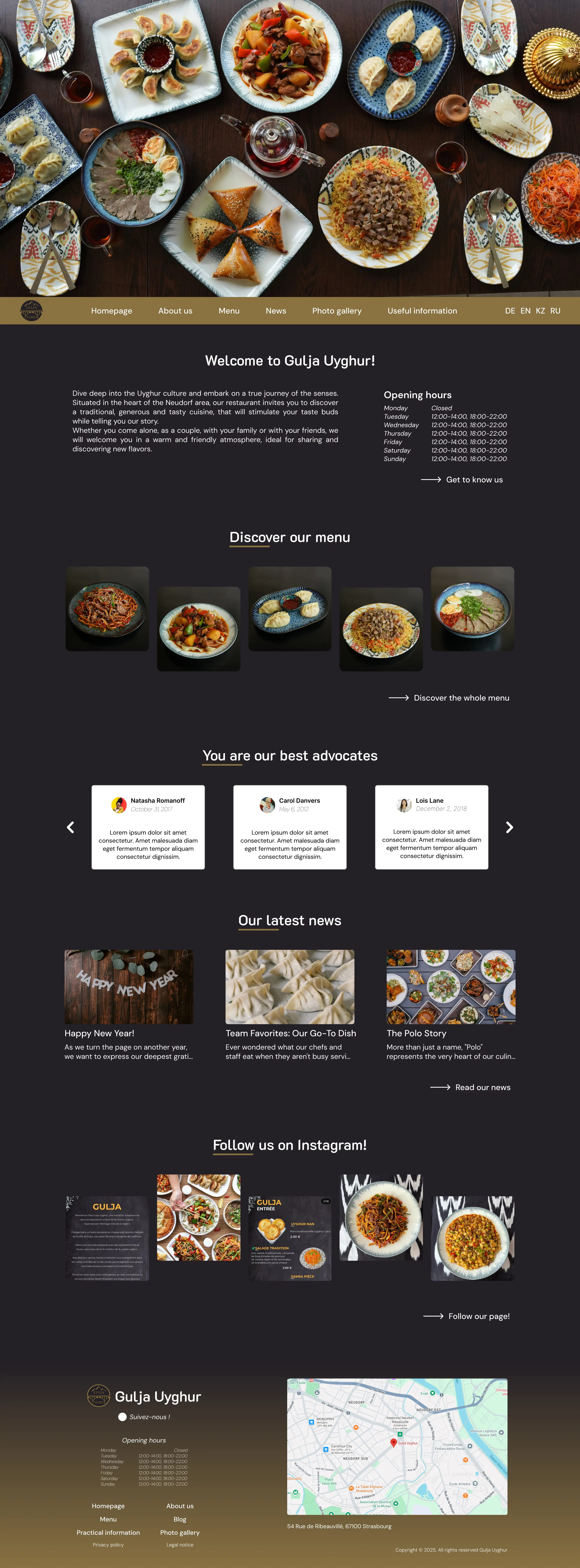 Gulja Uyghur website — desktop view