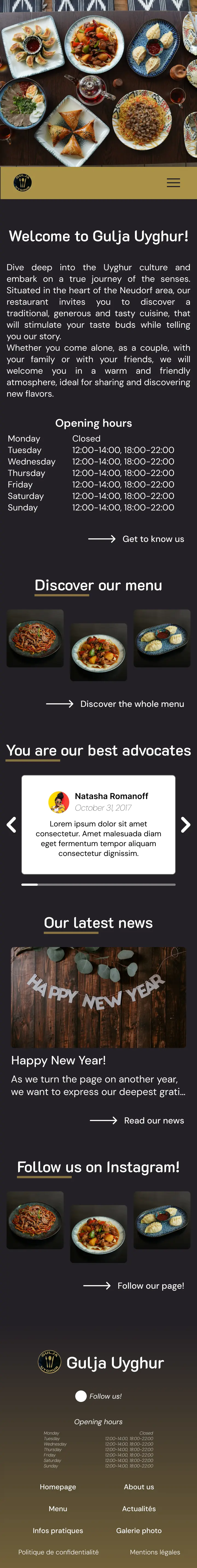 Gulja Uyghur website — mobile view